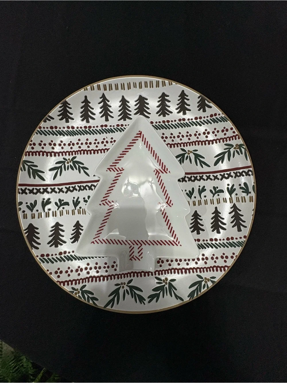 Crate&Barrel White Fair Isle Platter